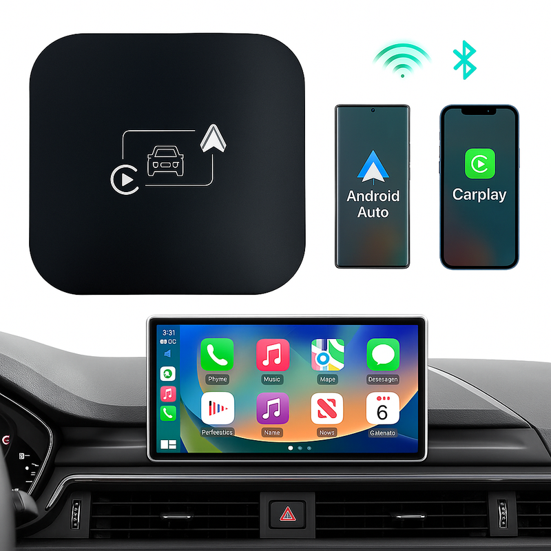 Adaptador Pionray 2 em 1 sem fio CarPlay e Android Auto – Compatibilidade universal